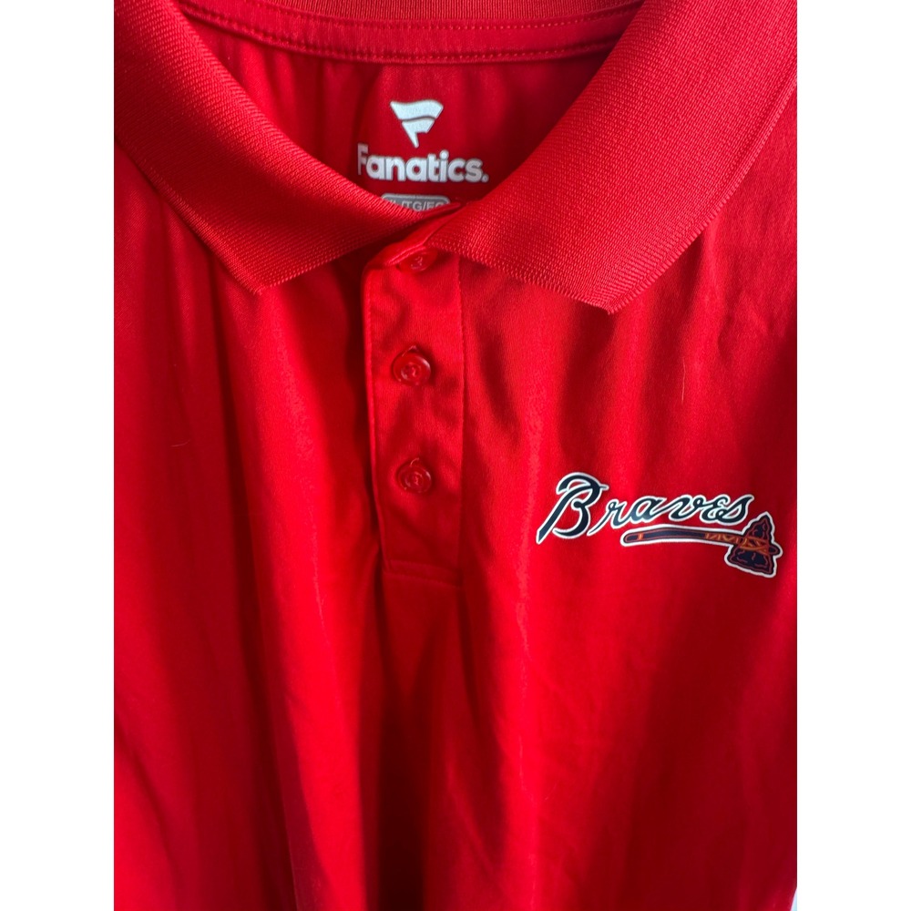 Fanatics Atlanta Braves MLB Polo Shirt Mens XL Red Short Sleeve Performance Logo